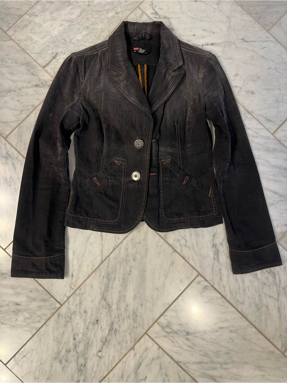 Diesel Women's Faded Black Denim Blazer